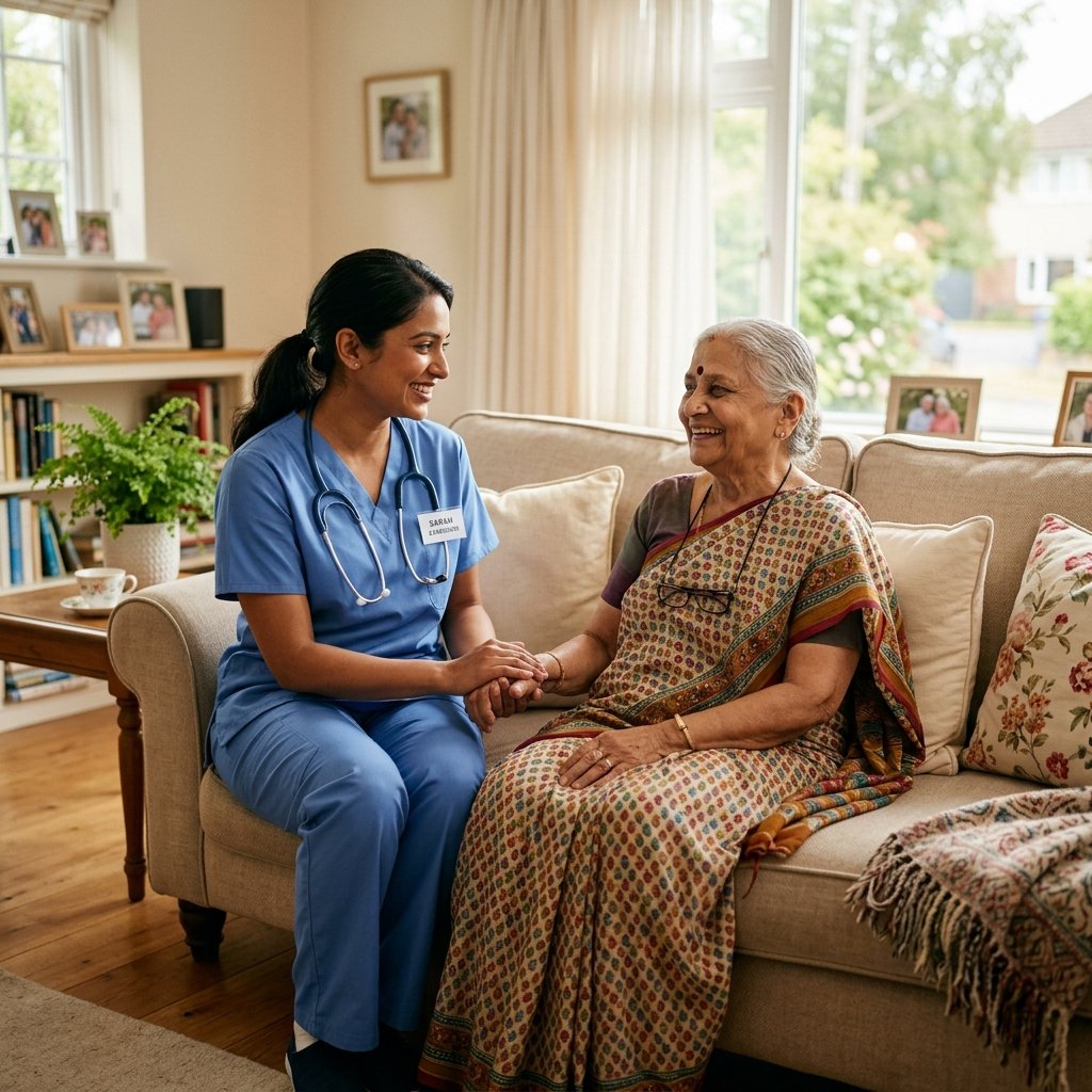 Compassionate Caregiver helping Elder Lady in Bangalore